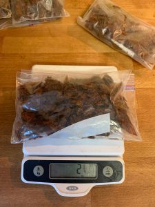 weigh the dehydrated lamb stew